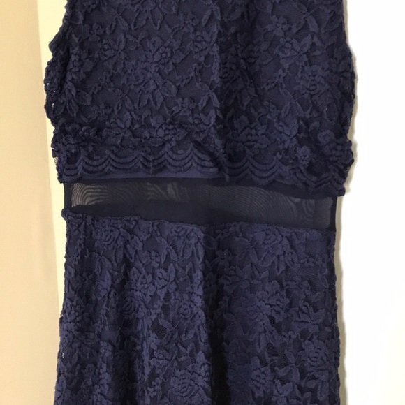 Formal Navy, lined, lace dress, small - Picture 3 of 6